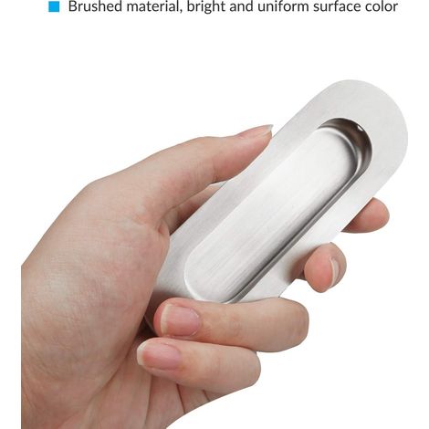 Lot de 2 poignées de porte coulissante encastrées en acier inoxydable durable avec 4 vis pour porte, armoire, tiroir (1/3)