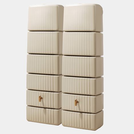 4rain SLIM Wandtank-Set 660 Liter sandbeige, 2 x SLIM 330 L inkl. Verbindungsset
