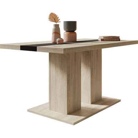 Mesa de centro Tucson 147, Roble Sonoma + Negro, 53x60x110cm, Diámetro: 0, Aglomerado laminado, Angular