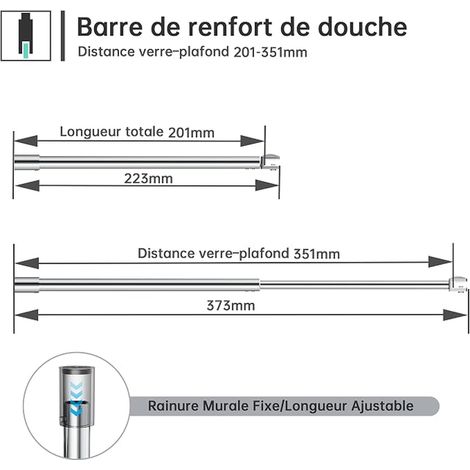 Shower Enclosure Bar 20-35 cm, Chrome (1/2)