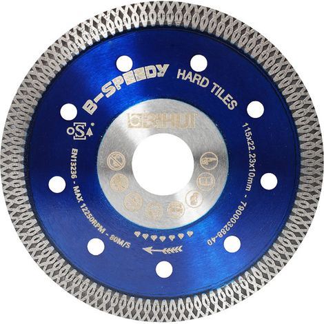 Disque diamant 115mm pour meuleuse – Couronne diamantée continue 10mm – Coupe granit, béton, céramique – Épaisseur 1.2mm