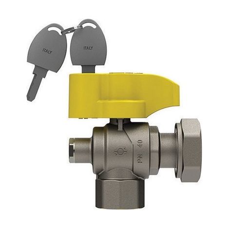 VALVOLA A SFERA GAS A SQUADRA CON FARFALLA E SERRATURA FEM. -DADO G. Misura: 3/4" x 1" DN 20