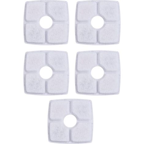 5X Filtre Fontaine Eau Chat Résine Charbon Actif 4 Couches Filtration Mousse Chien Animal Universel, 124x124mm (1/5)