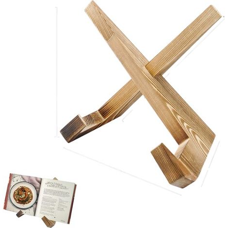 Plato/marco de fotos de madera, soporte estable, 16,5 cm de alto, escurridor de platos de escritorio, estantería, 21,5 x 12,5 x 26,5 cm, decoración artística de escritorio, marrón claro (1/5)