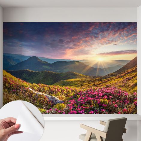 Papier peint autocollant avec imprimé pour décoration intérieure pour rénovation a motif Panorama de montagne 152x104 cm (1/5)