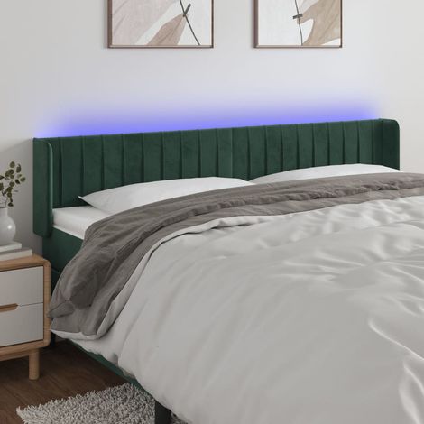 Cabecero con LED de terciopelo verde oscuro 163x16x78/88 cm vidaXL (1/5)