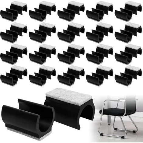 Set di feltrini per sedie, protezione per pavimenti e mobili, con morsetto a U, 40 pezzi, colore nero. (1/5)