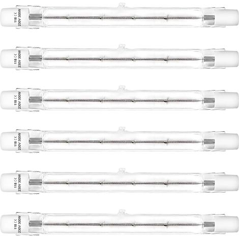 Lampade alogene, lampada alogena T3 r7s 118 mm 300 W, lampada T3 tipo J, bianco caldo 2700 K, lampade alogene bifacciali (confezione da 6) [Classe energetica G]