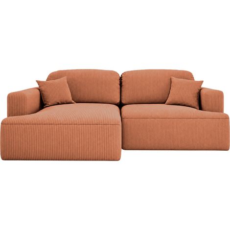 CHIARA - Canapé d'angle convertible petit velours côtelé 4 places Terracotta Gauche (1/5)