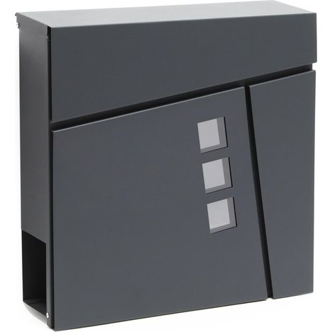 Bc-elec - SHWMB001 Buz�n mural de acero galvanizado en color antracita con compartimento inferior para peri�dicos (1/5)