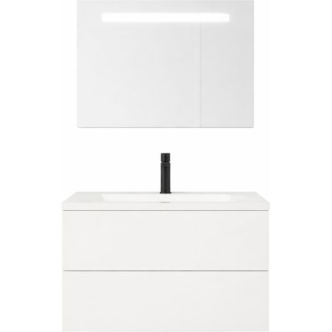 Pack meuble vasque 80 cm BURGBAD Cosmo blanc mat + miroir
