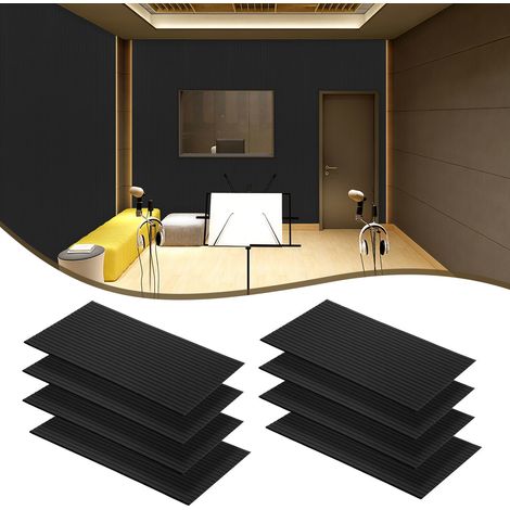 TolleTour Pannelli fonoassorbenti adesivi, set da 8 in feltro, 120 x 60 x 0,9 cm nero, pannelli acustici con scanalature verticali (1/5)