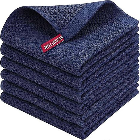 Lot de 6 torchons de cuisine 100% coton éponge, chiffons à vaisselle super absorbants avec boucle de suspension pour séchage rapide. (1/5)