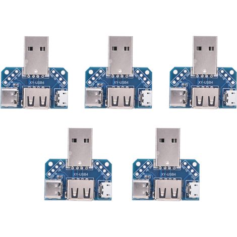 Carte adaptateur USB 5 pièces, connecteur micro USB Type-C 4 broches 2,54 mm droit, mâle vers femelle (1/5)