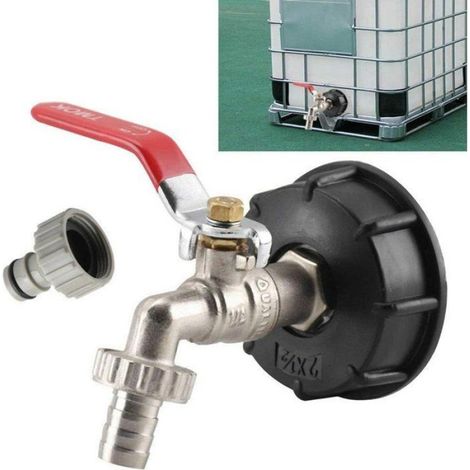 Adaptateur Robinet IBC - Filetage S60x6 - Laiton Et PP - Pour Vidange Et Arrosage - 1 Pièce (1/5)