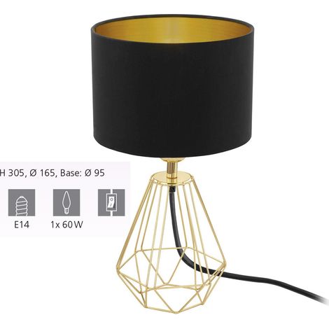 Lampe de table 30,5 cm en métal noir et or - Eglo Carlton (1/5)