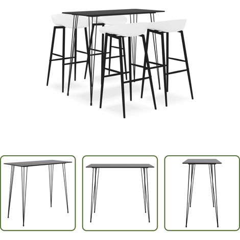 Tabouret de bar - Ensemble de bar 5 pcs Noir et blanc (1/5)