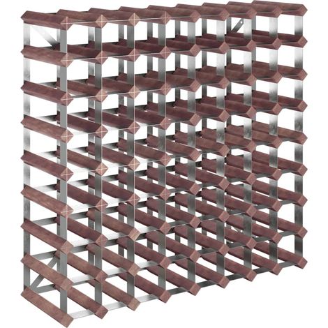 Casier range bouteilles étagère de rangement vin pour 72 bouteilles en bois pin marron et acier DEC024338 (1/5)