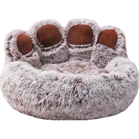 Cama para perros, tejido transpirable, diseño cálido y confortable, color café degradado, 70 cm de largo. (1/2)
