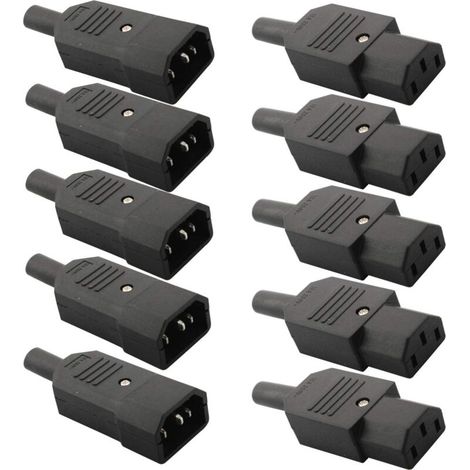 10pcsMâle Prise Femelle Prise,Kettle Plug,Ordinateur imprimante Moniteur Plug,Secteur Connecteur AC 250V 10A(soudable) (1/5)
