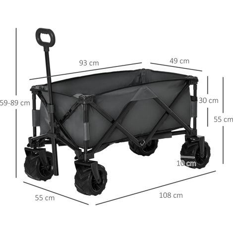 Chariot de jardin pliable à 360° avec poignée télescopique et hauteur de poignée réglable jusqu'à 20 kg, idéal pour les sorties et le jardinage. (1/5)