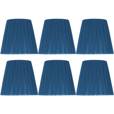 6-teiliges Lampenschirmset aus Stoff, schlichter, moderner Lampenschirm für Kristall-Klemmleuchter oder Wandleuchte, blau