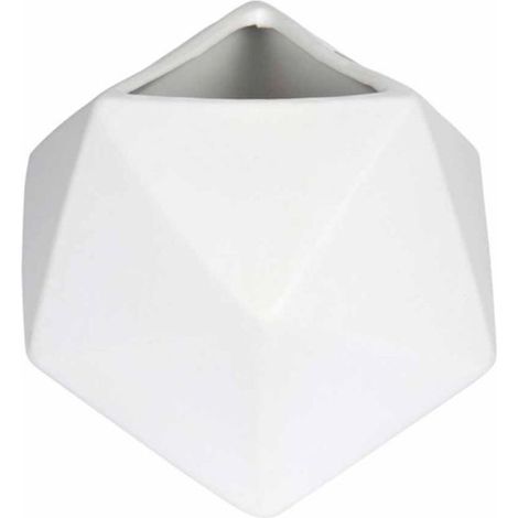 Vase Déco en Céramique "Geometrik" 19cm Blanc
