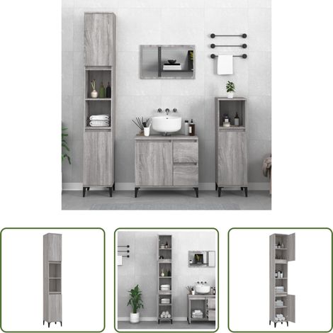 Rangement salle de bain - Armoire de bain sonoma gris 30x30x190 cm bois d'ingénierie (1/5)