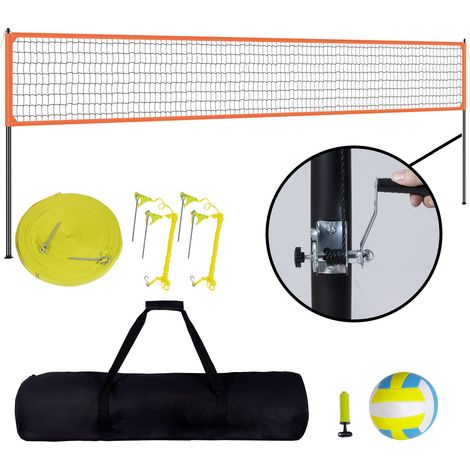 Mophorn höhenverstellbares tragbares Volleyballnetzsystem für den Außenbereich, robuste Aluminiumstangen, professionelles Set mit PVC-Ball, Pumpe, Tragetasche für Garten, Strand, Rasen