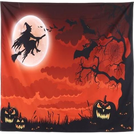 Tapisserie murale d'Halloween pour chambre, salon ou dortoir - Décoration de fond 200 x 150 cm (1/5)
