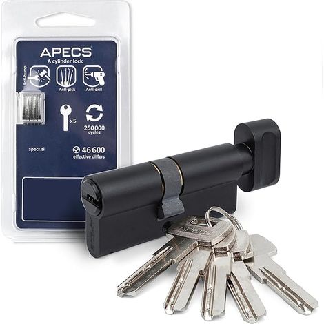 Cylinder with black handle - Lock cylinder with handle - Lock cylinder 65 (30/35C) mm for front door lock with model SM-65(30/35C)-C-BLM (1/4)