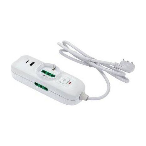 MULTIPRESA BIPASSO SCHUKO + TERMICO TRIAX FME - BIANCO POSTI 3 2P+T 16A N°XMMQ 3X0,75 MT 1,5 - 2 pezzi