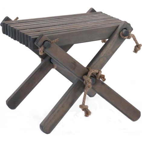 Table d'appoint / repose-pieds LILLI en pin huilé gris – EcoFurn (1/5)