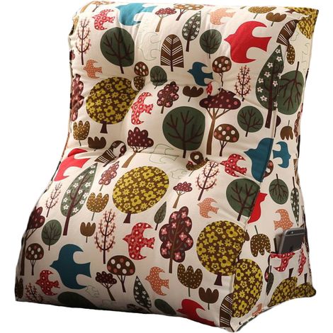VERCART Cuscino a cuneo ergonomico grande, cuscino decorativo per la lettura, cuscino confortevole per la schiena, cuscino per la testiera del letto, 100% cotone, foresta, 60 cm (1/5)