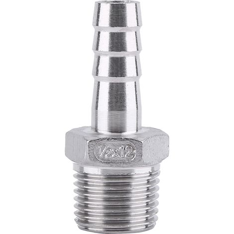 Male Threaded Stainless Steel Barb Hose Pipe Fitting Tail Connector (1/2"x12mm)