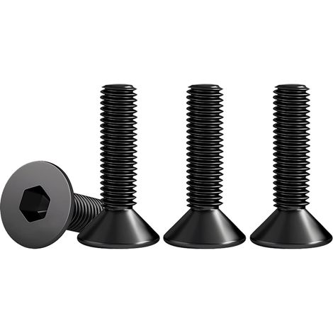 M6 x 20 mm Senkkopfschrauben mit Innensechskant, Edelstahl A2 V2A, Verbindungselemente, DIN 7991 / ISO 10642, schwarze Edelstahlschrauben, Vollgewinde, 100 Stück (1/5)