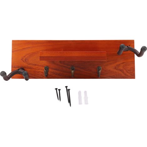 Porte-guitare mural en bois 4-en-1, étagère support multifonction pour instruments de musique (1/5)