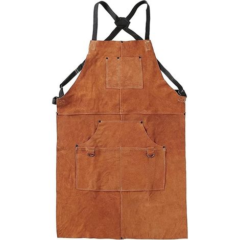 Tablier de travail du bois en toile cirée,  Tablier d'atelier en cuir avec outils résistant et aux flammes,   réglable M à XXL pour hommes et femmes