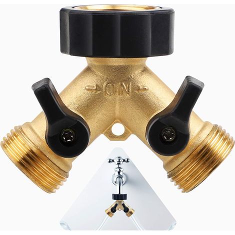 Two-way Y-type distributor for connecting brass water pipes, suitable for water supply lines (1/5)