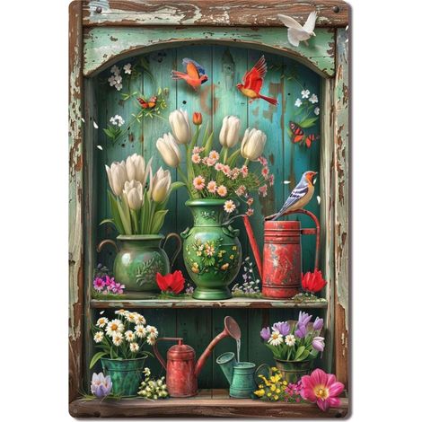 Plaque en Métal Rétro Décorative pour Café de Quartier Amical, Rencontres et Partages 30x20 cm. (1/5)