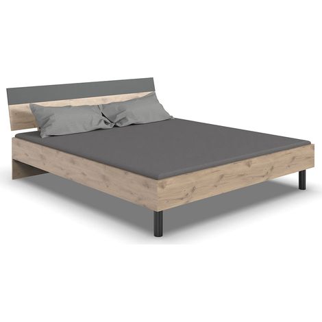 Doppelbett Liegefläche 180x200 cm BRADFORD-43 Eiche mit graphit (1/4)