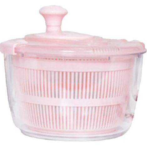 Salatschleuder Obst- und Gemüsetrockner Schnelltrocknendes Design BPA-frei Trocknen und Abtropfen von Salat und Gemüse,Rosa