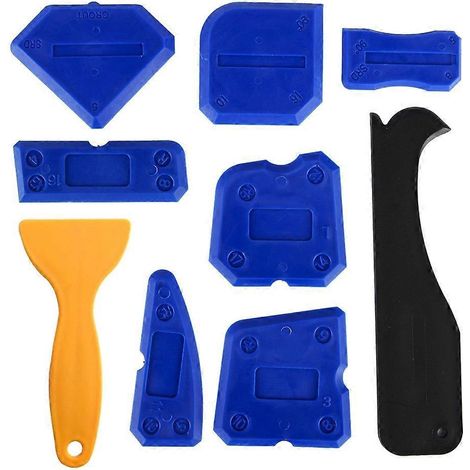 9 pièces Spatule à Colle en Verre pour Joints de Fenêtres, Portes et Murs - Outil de Finition (1/4)