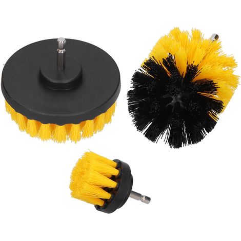 Ensemble de brosses pour perceuse, brosse de nettoyage électrique en nylon, outil de nettoyage de carrelage, jaune (1/5)