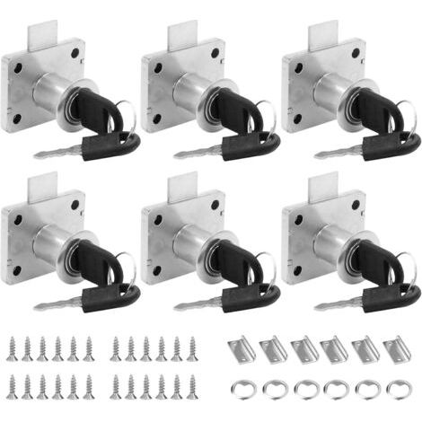 Lot de 6 verrous de meubles de 22 mm avec clé, serrure de sécurité, en acier inoxydable, avec clé, pour armoire, armoire, boîte aux lettres, tiroir (1/5)