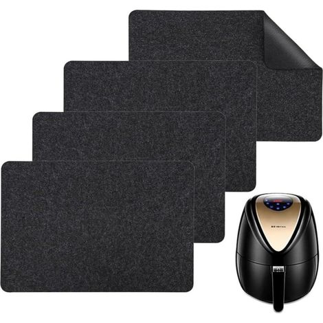 Waschbare Schutzmatte für Küchengeräte, 30 x 43 cm, schwarz – hitzebeständig für Heißluftfritteuse und Backofen
