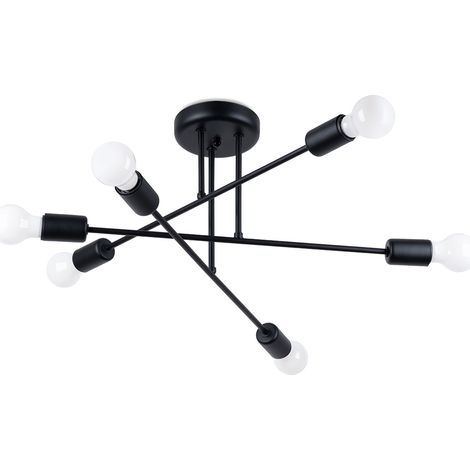 Plafonnier métal noir 65cm 6xE27 15W Norah R Sollux (1/5)