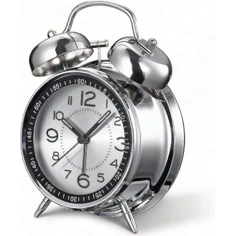 Réveil sonore puissant pour adultes dormeurs profonds, quartz silencieux 4 pouces sans tic-tac, double sonnette avec rétroéclairage (1/5)