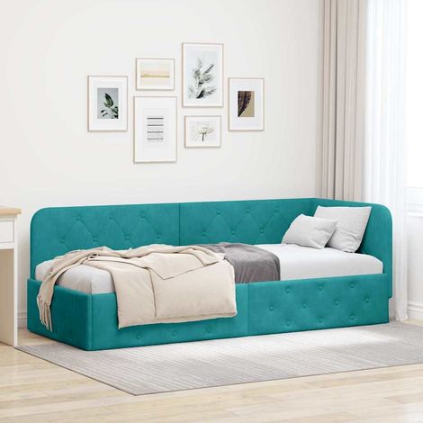 Eckbettgestell Türkis 80 x 200 cm Samt