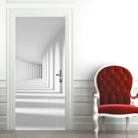 Autocollant de porte 77 x 200 cm motif ombre et lumière film adhésif décoratif pour porte de chambre toilettes salle de bain et intérieur décoration murale (1/5)